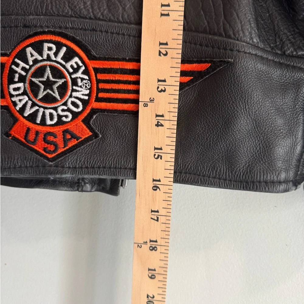 Harley-Davidson Black and Orange Leather Jacket‎ UNIK Youth XL